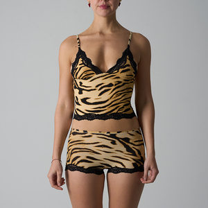 SK1268&SK1226-4 Set Lingerie Donna con Reggiseno e Mutandina Slim, Alta Resilienza, Elasticizzato, Aderente, Stampa Animalier con Bordo in Pizzo - Product Image 4