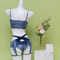 Maillot de sport Sexy en velours sarcelle pour femmes, vêtements d'entraînement, de gymnastique, de remise en forme des fesses, de danse, prêt à être expédié