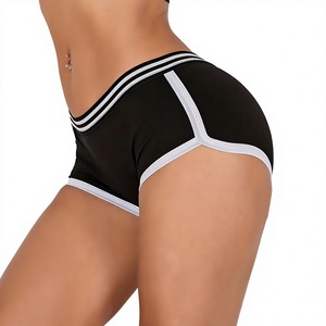 Women's High Waist Striped Knitted Eco-friendly Cotton Polyester Elastic Waist Regular Fit Sporty Breathable Customizable Shorts - Product Image 1