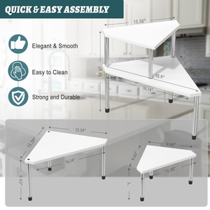 Mensola Angolare a 2 Livelli Regolabile in Acciaio Inox e Bambù CF, Organizzatore per Bagno e <span class=keywords><strong>Cucina</strong></span>, Portaoggetti per Cosmetici e Articoli da Toeletta - Product Image 4
