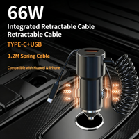 Cargador de Vehículo de 66W de Venta Caliente a Precio de Fábrica, Cargador Superrápido, Una Enchufe para Tres Encendedores de Cigarrillos