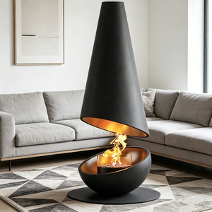 Chimenea Moderna de Leña, Estufa de Leña Independiente de Hierro Fundido, Calefacción Interior para el Hogar, Diseño de Lujo - Product Image 4