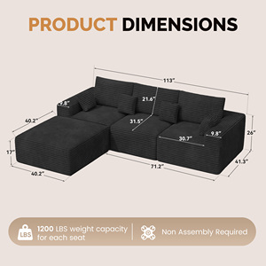 Sofá Seccional en Forma de L con Tapizado de Terciopelo Moderno, con Soporte Ergonómico, Almohadas Extraíbles y Gran Capacidad para la Sala de Estar - Product Image 6