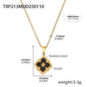 Conjunto de joyería de moda 18K chapado en oro Chapado en cuatro hojas trébol flor pulsera collar pendiente para mujer - Product Image 5