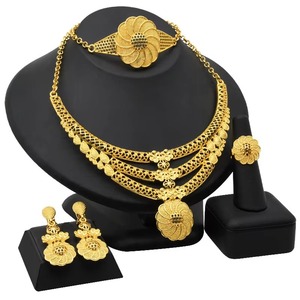 Vàng Sang Trọng Màu Sắc Trang Sức Set 24K Mạ Vàng Ấn Độ Quyến Rũ Đồ Trang Sức Cưới Set Cho Món Quà Cưới - Product Image 5