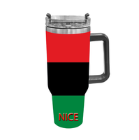 Gobelet isotherme en acier inoxydable avec poignée, 40 oz, drapeau personnalisé de Niue, tasse portable isolée pour les voyages en voiture et le camping en plein air