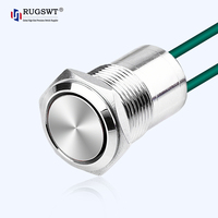 Bouton poussoir métallique 12 mm IP68, marche/arrêt, à réinitialisation automatique, 5V 12V 24V 220V, certifié CE, pour véhicule