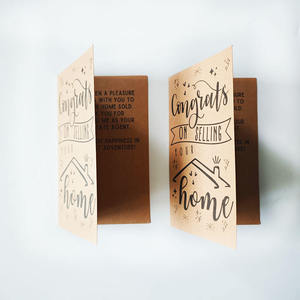Cartes en papier kraft brun avec dorure or de luxe imprimées en couleur pleine, cartes de remerciement personnalisées pliables de forme créative, cartes de visite professionnelles - Product Image 6
