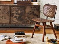 Chaise de salle à manger en bois scandinave en cuir brun industriel Sedia européenne