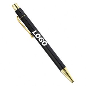 Stylos à bille hexagonaux en métal durable avec logo personnalisé, couleur macaron - Cadeaux promotionnels - Product Image 1