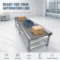 Système de convoyeur à rouleaux industriel à structure en acier inoxydable, configuré pour le traitement des fruits et légumes et le transfert de charges unitaires