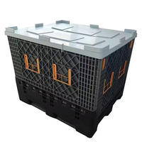 Grande boîte à palettes en plastique HDPE pliable de stockage industriel avec couvercles pour l'agriculture/fruits/légumes/aliments réutilisables