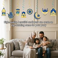 Ensemble de décorations suspendues pour l'intérieur pour le Ramadan Eid Mubarak avec 16 spirales bleues et dorées pour décorations de fête