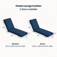 Coussin de chaise longue d'extérieur avec attaches, imperméable, lavable, mousse haute résilience, coussin de remplacement personnalisé