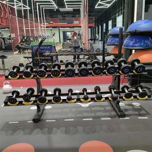 Support à haltères à deux niveaux en acier de qualité commerciale pour salle de sport, rangement organisé pour plusieurs paires d'haltères - Product Image 3