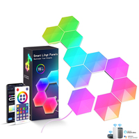 Lampe hexagonale LED RGBIC avec synchronisation musicale Wi-Fi, lumière quantique DIY, Tuya Wifi, éclairage mural intelligent LED modulaire, décoration de jeu pour la maison