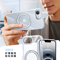 Nouvelle conception TPU+PC transparente 360° °   Support magnétique rotatif pour iPhone 17e 16e, étui de luxe antichoc