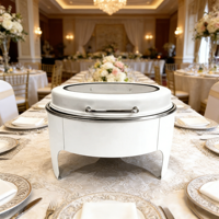 Réchaud de buffet professionnel en acier inoxydable blanc 6L pour traiteur, mariage et hôtel
