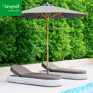 Lettino Prendisole Portatile Kingwell in Alluminio per Esterni con Cuscino in Schiuma ad Asciugatura Rapida e Ombrellone per Bordo Piscina, Spiaggia e Villa - Product Image 2