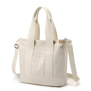 <b>Large</b> Portable Fashion Canvas <b>Tote</b> <b>Bag</b> Unisex Casual <b>Work</b> Shoulder <b>Bag</b> Zipper Crossbody Strap Interlayer Document Pocket Solid - Product Image 3