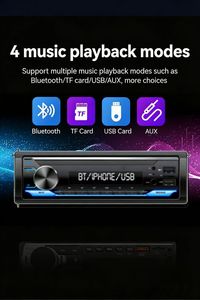 เครื่องเล่นสเตอริโอติดรถยนต์แบบถอดได้ 1 DIN รองรับ Mp3 FM BT AUX USB พร้อมหน้าจอ LED และเครื่องบันทึกเสียง - Product Image 4