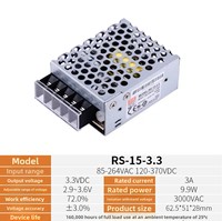 Fuente de Alimentación Conmutada Meanwell Serie RS de Taiwán, 15W 25W 35W 50W, 3.3V 5V 12V 15V 24V 48V 10A, Industrial