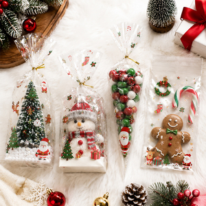 Custom Printed Clear OPP Christmas Candy Bags <strong>Transparent</strong> Gift Treat Packaging Bags with Twist Ties - Product Image 1