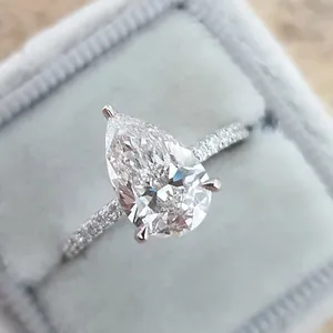 Custom Groothandel Zirconia Peervormige Eternity Ring Vrouwen Sieraden Promise 925 Sterling Zilver Engagement Wedding Ring