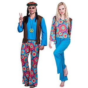Costume Hippie <span class=keywords><strong>Love</strong></span> <span class=keywords><strong>Peace</strong></span> pour homme adulte-Costume de carnaval fantaisie pour homme vintage des années 70 Gilet de fête Hippie - Product Image 6