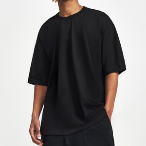 เสื้อยืดคอตตอนทรงบ็อกซี่สุดหรู สตรีทแวร์ ไหล่ตก ผ้าหนา สีดำ ผู้ผลิตเสื้อยืดโอเวอร์ไซส์สำหรับผู้ชาย - Product Image 2