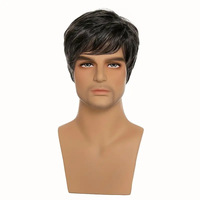 Meilleure vente 6 pouces court brun foncé respirant naturel perruque Cosplay fête hommes perruque moelleux fibre synthétique cheveux perruque pour hommes
