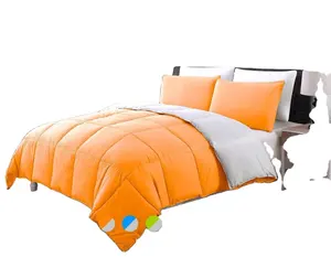 Big-OEM-Order-Service-Queen size comforter set hotel microfiber quilt 400 gsm microfiber yellow comforter