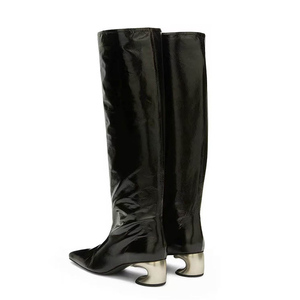 Women's Square Toe Knee High <b>Boots</b> High Mixed Hook Heels Solid Long <b>Boots</b> Skintight Custom Shoes - Product Image 2