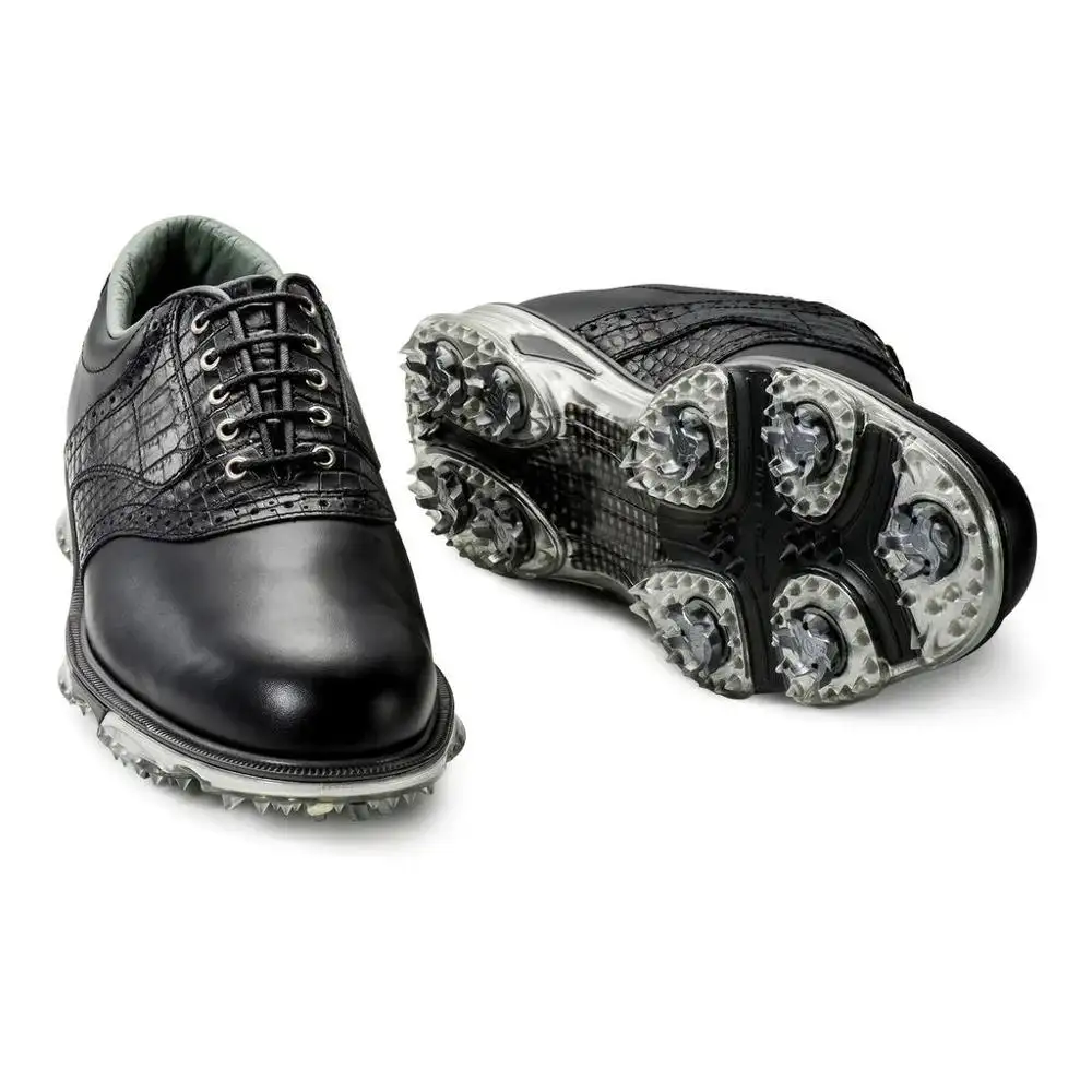 Высокое качество Oem мужская кожаная обувь для гольфа, водонепроницаемая резиновая обувь для гольфа для мужчин, Спортивная повседневная подошва мужская обувь для гольфа