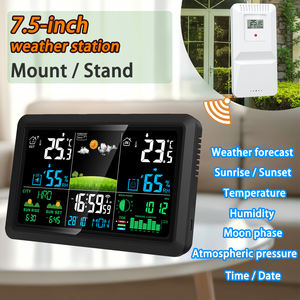 محطة طقس لاسلكية مع مستشعر خارجي وشاشة ملونة رقمية لمراقبة درجة الحرارة والرطوبة وساعة منبه تعمل بالراديو - Product Image 3