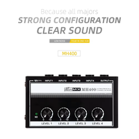 Console de mixage audio métallique ultra-compacte 4 canaux avec réglage vocal, faible bruit et adaptateur d'alimentation 12V DC