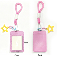 Porte-badge vierge en PU pour carte d'identité, finition auto-adhésive, avec cordon de poignet tressé pour broderie au point de croix