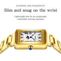 Montre à quartz pour femme SANDA 9122, vente chaude, classique, carrée, bracelet en acier massif, phase de lune, étanche, pour affaires et trajets quotidiens