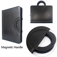Carpeta organizadora de cartera de archivos con cremallera negra A4 de cuero PU carpeta de documentos con mango oculto cartera de negocios