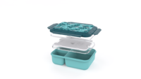 Boîte à lunch isotherme rectangulaire en plastique de 1300 ml sans BPA, 3 compartiments étanches, grande capacité, compatible congélateur, avec bac à glace inclus