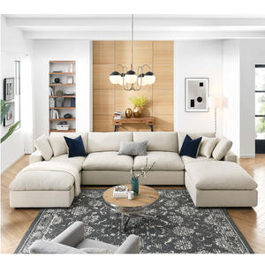 Venta caliente personalizable tela nube sofá cama conjunto en forma de U en forma de L Combos sala de estar <span class=keywords><strong>Uptown</strong></span> muebles - Product Image 5