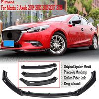 3 pièces de garnitures de lèvre de pare-chocs avant noires brillantes, type aileron, compatibles avec MAZDA 3 Axela 2014 2018