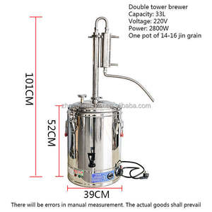Destilador de Alcohol Doméstico de Acero Inoxidable, Máquina de Destilación de Vino y Agua, Destilador de Whisky Moonshine de Doble Torre, Destilador de Alcohol Personalizado - Product Image 5