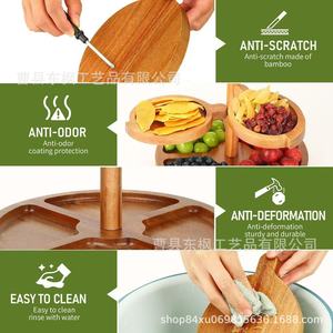 Estante giratorio de madera de 5 niveles para almacenar frutas y refrigerios, bandeja multiusos para postres de fiesta - Product Image 3