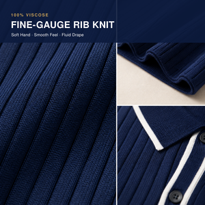 Chemise en tricot de soie glacée 100 % viscose pour homme, col cubain, boutonnage intégral, manches courtes, cardigan en tricot avec poche poitrine - Product Image 3