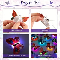 Autocollant mural 3D LED Papillon, lampe de nuit à changement de couleur, décoration pour chambre d'enfant, meubles, fête, mariage, festival, Adornos