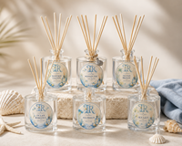 Ensemble diffuseur de parfum en verre de la série Ocean de luxe pour la décoration moderne de la maison, vente en gros, marque privée, ensemble brise marine réaliste de qualité supérieure