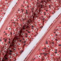 Harga Grosir Rompi Berlapis Motif Bunga dengan Trim Bulu Putih dan Saku Berkancing, Pesanan Massal untuk Wanita Paruh Baya