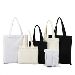 Sacs fourre-tout en coton personnalisés avec impression de logo promotionnelle - Sacs de shopping réutilisables en toile unie - Product Image 3