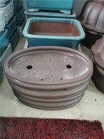 Pot de fleurs ovale peu profond en sable de Yixing, best-seller, pour jardin, poisson, arbre vert, et bonsaï, ensemble simple